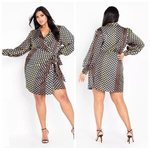 City Chic Genevieve Print Dress | Black | M | NWT